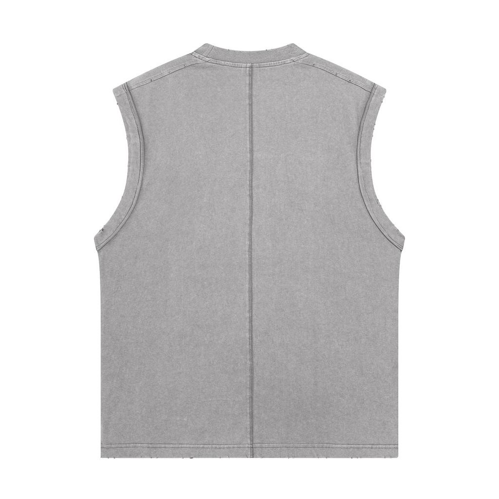 275 GSM 100% Cotton Washed T-Shirt Customized Pattern Print Men's Vest Personalised Tank Top