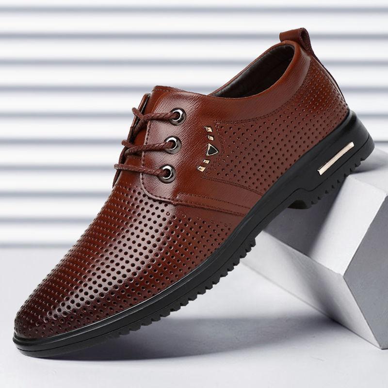 Leather shoes men's soft cowhide spring and summer breathable soft sole business men's trend