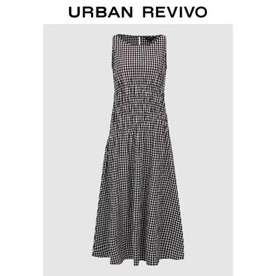 UR Women's Plaid Sleeveless Midi Dress