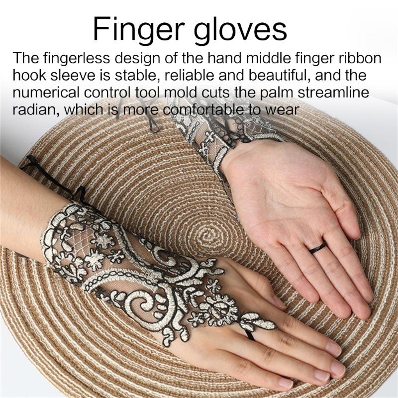 Handschuhe Handgefertigt Braut Hochzeit Handschuh Stickerei Spitze Armband & Verstellbares Seil