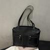 PU Leather Double Pockets Commuting Bag Large Capacity Handbag Trend Underarm Bag  Travel