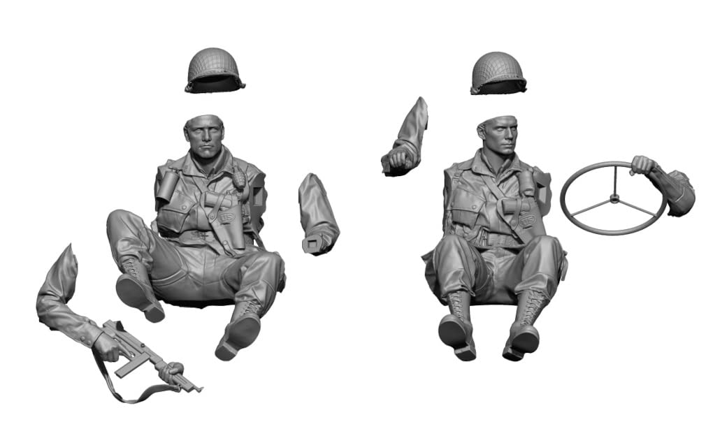 H3 Model WWII Army Paratrooper Driver Crew Set Resin Kit HS35025 Molded Color 1/35 U.S. &