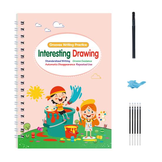 Writing Practice Book for Kids Reusable Preschool Workbooks English Grooved Copybook Early Learning Handwriting Kit for Ages 3-8
