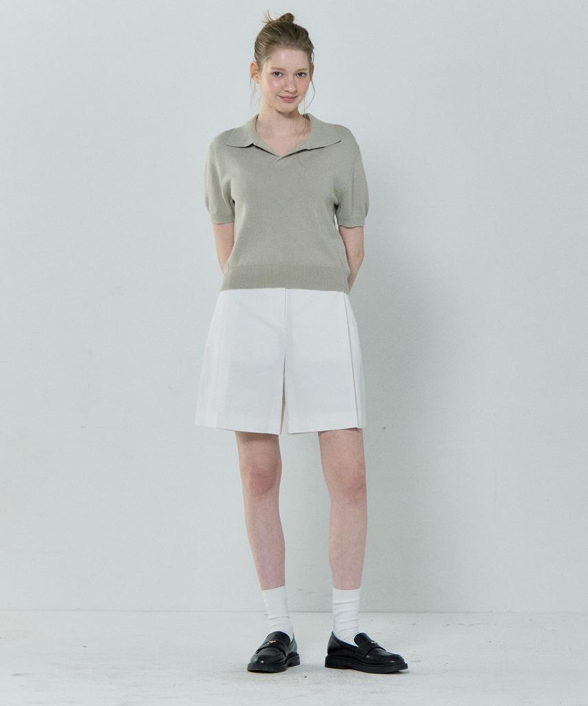 BASIC HOUSE Women'S Acrylic Open Collar Sweater Light Khaki Lzkt3201