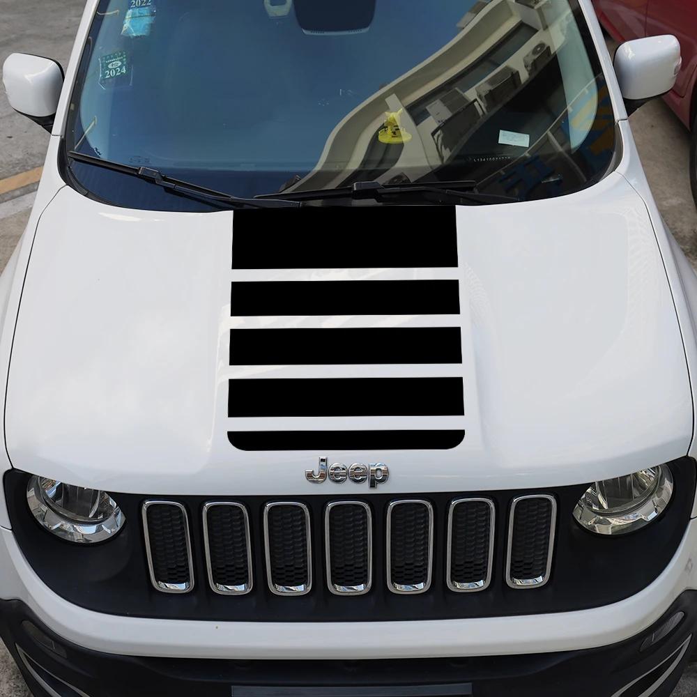 AFV1 For Jeep Renegade 2016 2017 2018 2020 2021 2022 2023 Car Hood Elevat Strips Graphics Sticker Vinyl Decal Auto Tuning Accessories