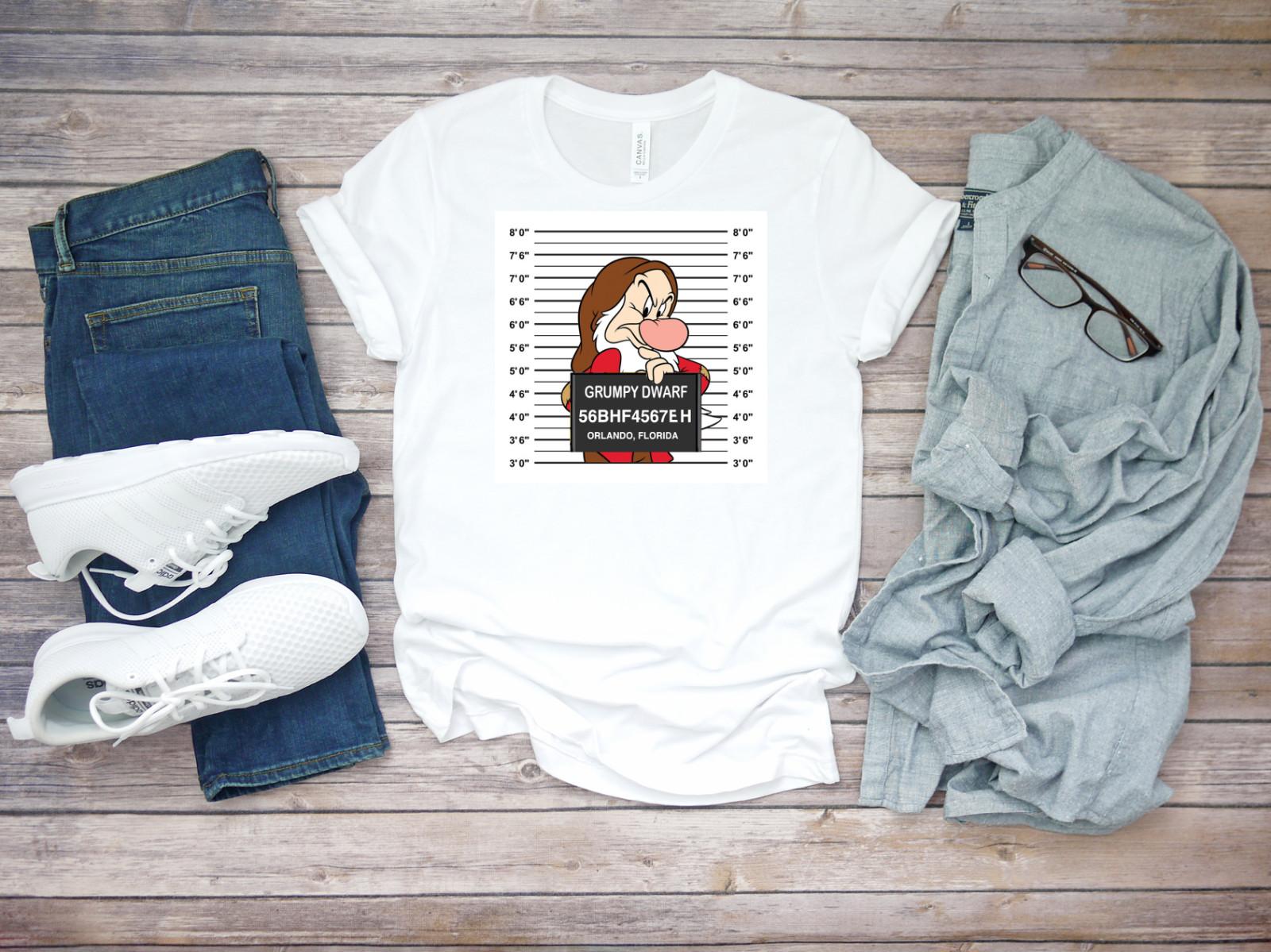 Mugshot Grumpy Dwarf 7 Dwarfs funny Short sleeve Men T-shirt K826 L