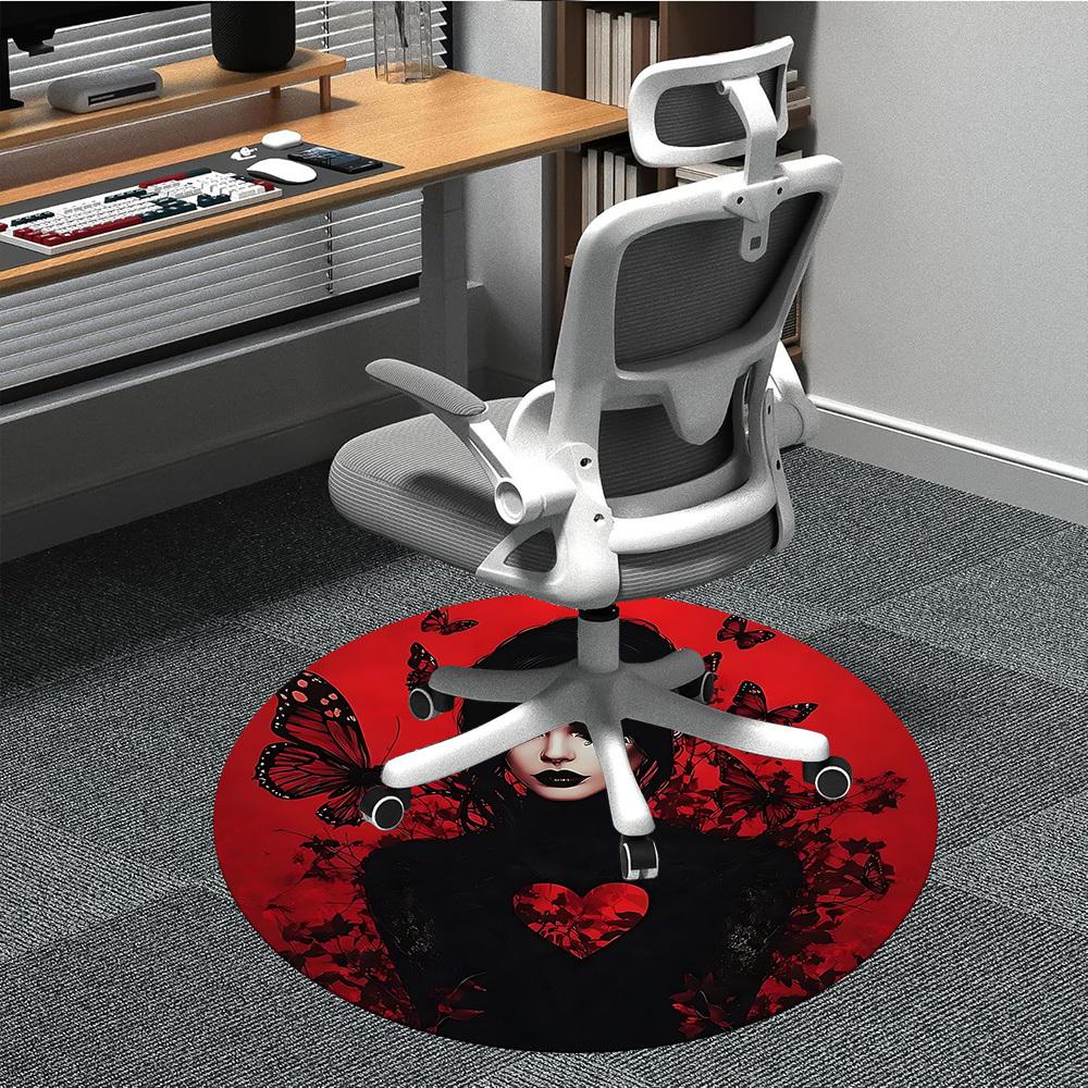 

1pc Butterfly Heart Chair Carpet for Office Non Slip, Lightweight, Machine Washable Rug for Office Holiday Decor 80cm