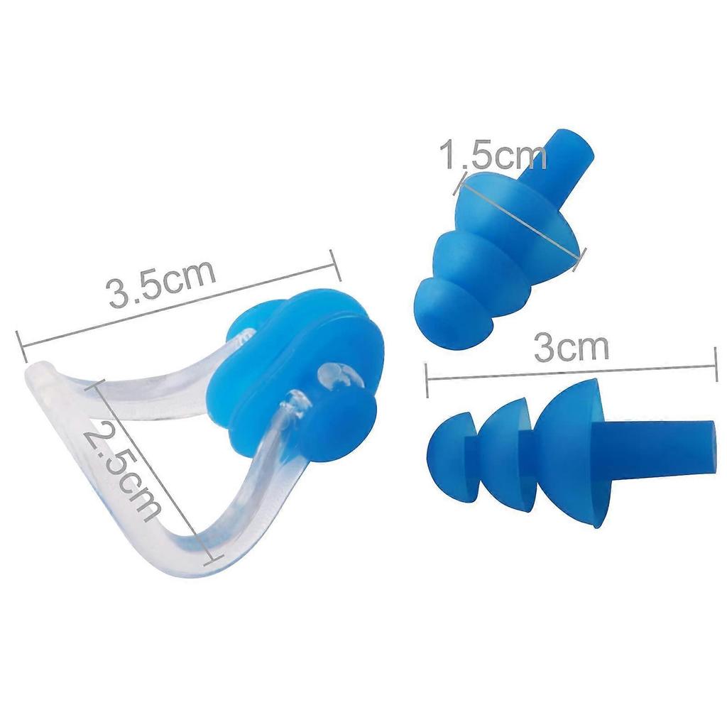 Earplugs and Nose Clips Set, Soft Silicone Non-Slip Swimming Ear Plugs, Waterproof Swimming Nose Clips