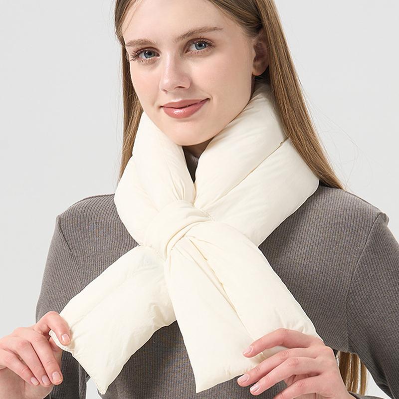 Autumn Winter Down Scarf For Women Girls Soft Cross Solid Colors Waterproof Plush Scarves Lady Warmer Neck Protection
