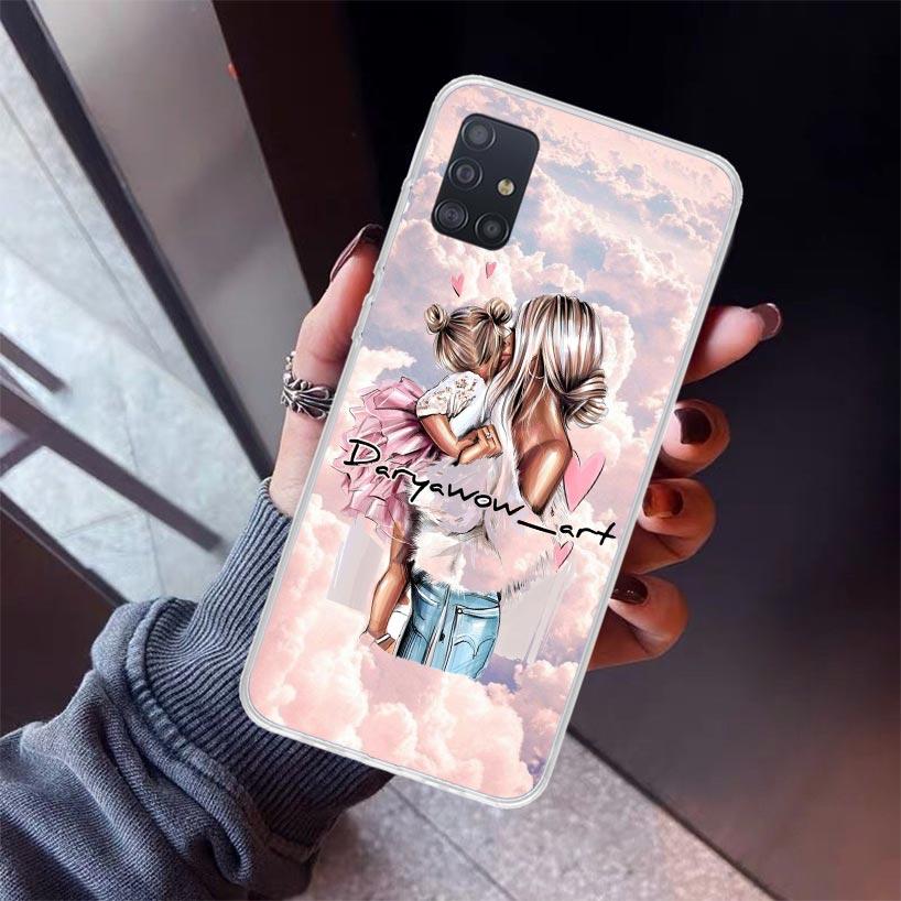 Girl Super Baby Mom Pink Phone Case For Samsung Galaxy A12 A52S A42 A32 A22 A51 A50 Note 20 Ultra 10 S10 Plus A71 A70 A31 A30 A1