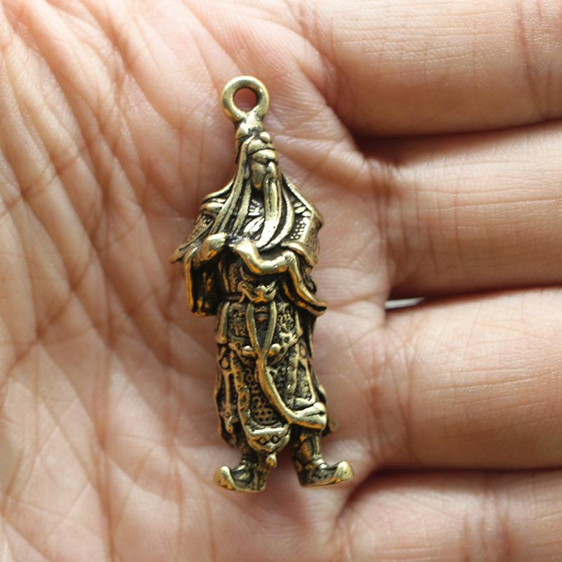 Ретро Китайский Бог Богатства Гуань Гун Фигурка Статуэтка Орнамент Настольный Декор Ручная Работа Ретро Креативный Чистая Медь Гуань Гун. Brown