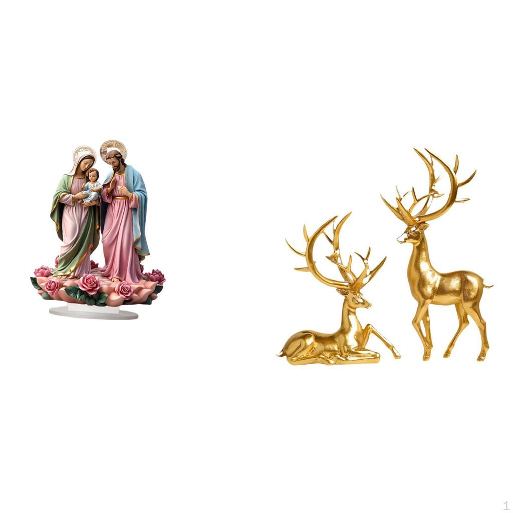 Table Sign Acrylic Desktop Decor Deer Sculpture Statue Resin Figurines Design Suitable for Bookshelf
