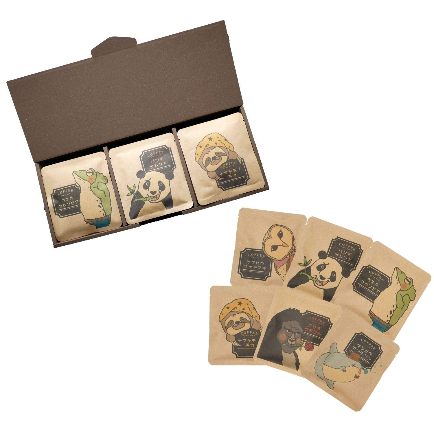 

Animal Coffee Drip Coffee Gift (6 Assorted Flavors, Gift Wrapped, 24 Bags Total) Coffee Gift Box (24 Bags) HiwaHiwa