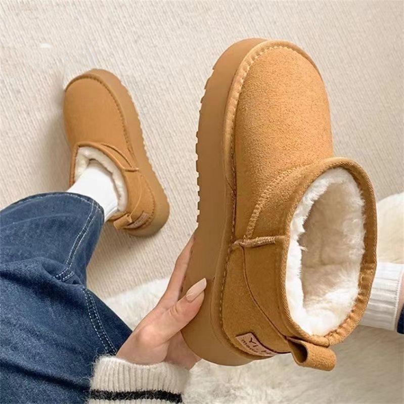 Anti-season white short cold-proof snow boots for children, winter versatile velvet thickened-soled warm cotton shoes