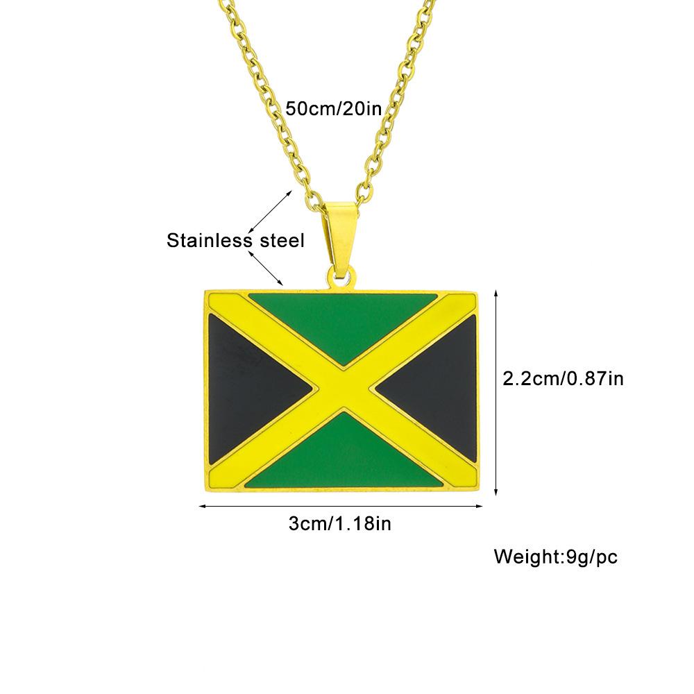 Jamaica Enamel National Map Flags Waterproof Non Tarnish Stainless Steel Jewelry Necklaces Pendant for Women Men