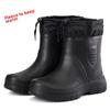 Winter Winddichte Baumwolle Regenstiefel Herren Warm Leichte Knöchel Regenstiefel Mode Schwarz Slipper Regenschuhe Herren Wasserdicht Arbeitsstiefel2024