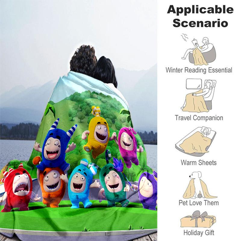 1pz Coperta Stampa Oddbods, Coperta Leggera per Divano, Letto - Morbida e Calda, Regalo per Tutte le Stagioni come Natale, Halloween