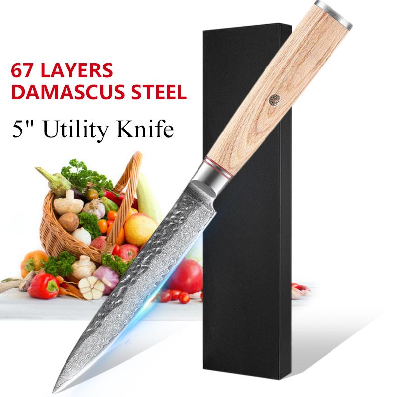 

Многофункциональный нож Кухонный нож Деревянная ручка Профессиональный дамаск Японский фруктовый нож Острый нож для резки мяса и рыбы