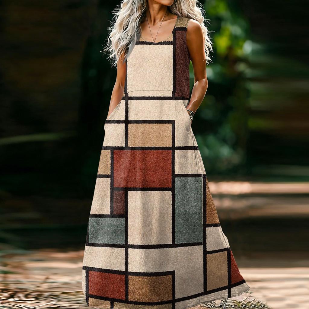 Women's Casual Fashion U-neck Sleeveless Dress