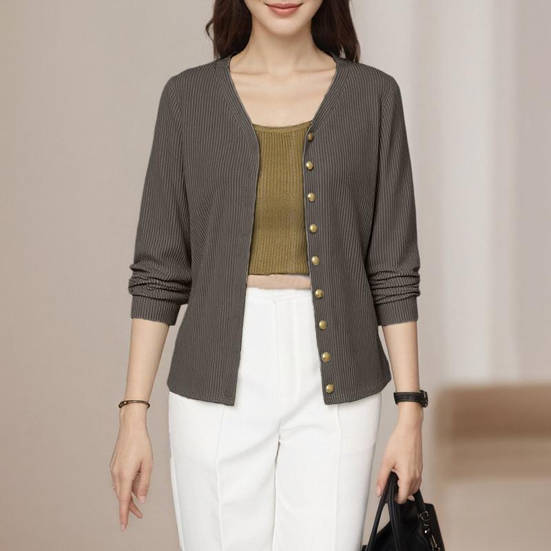 

ZANZEA Женский повседневный кардиган с V-образным вырезом, однотонная блузка с длинным рукавом 5XL темно-серого