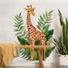 Cartoon Giraffe Green Leaves Wall Sticker Kids Room Bedroom Wall Decoration Cute Self-Adhesive