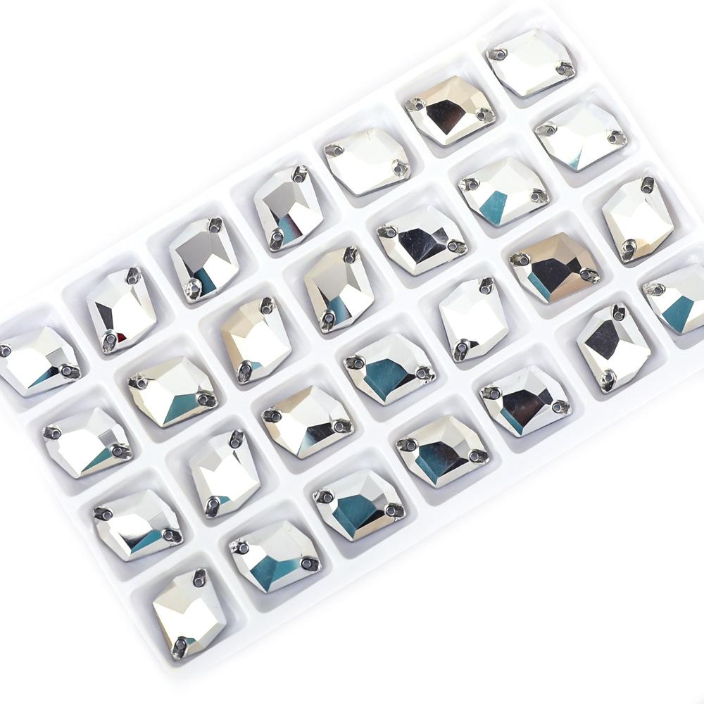 Alle Arten von Glas Handgenäht Bohrer Flachboden Speziell geformt Handgenähte Schnalle Polygonales Glas Strass Kleid Hochzeitskleid Accessoires