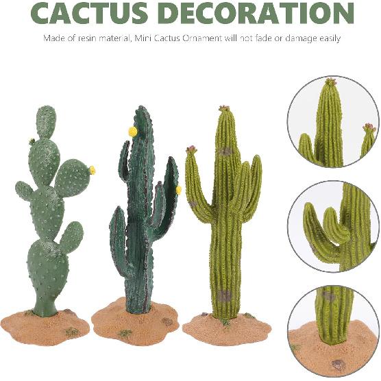 ARTIBETTER 3pcs Artificial Cactus Green Simulated Cactus Artificial Sand Decor Faux Succulent Decor Fake Cacti Plants Table Ornament Centerpieces for