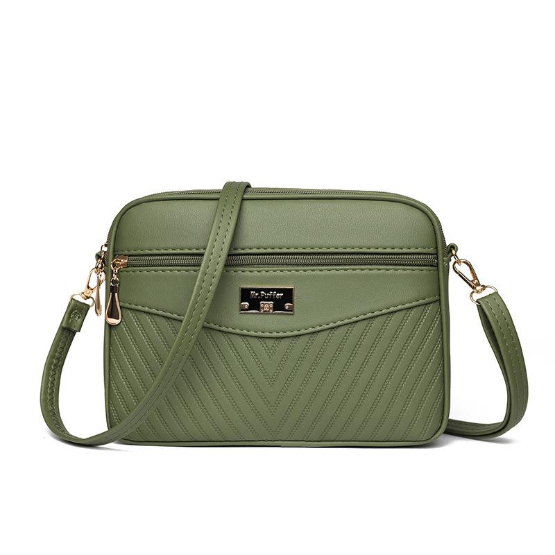 New Women's Bag with Diamond Embroidered Thread PU Small Square Bag Shoulder Bag Fashionable and Versatile Round Crossbody Bag