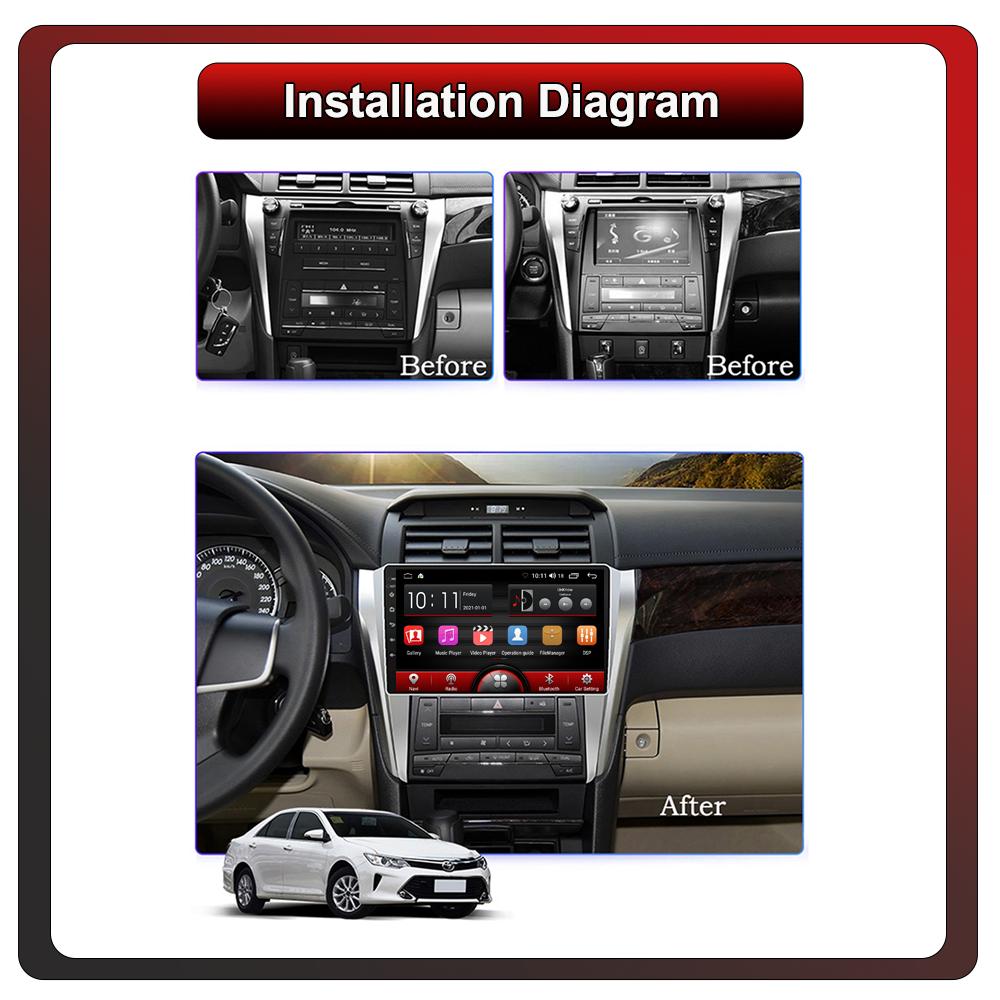 2Din Android Car-Play Car Radio,Toyota Camry 7 V50 55 2015-2017,Multimedia Player Head Unit Stereo GPS Navigation BT WIFI,2+32GB