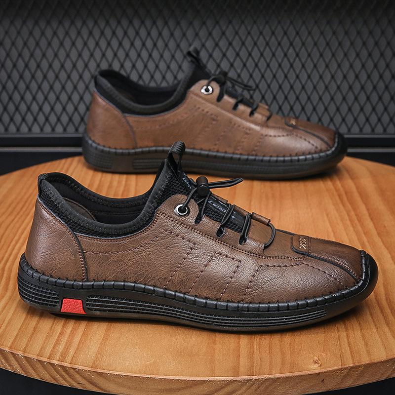 

Летние новые туфли Doudou из мягкой кожи, мужские повседневные кожаные туфли для бизнеса, мужские туфли, кожаные туфли Douyin 44 коричневый