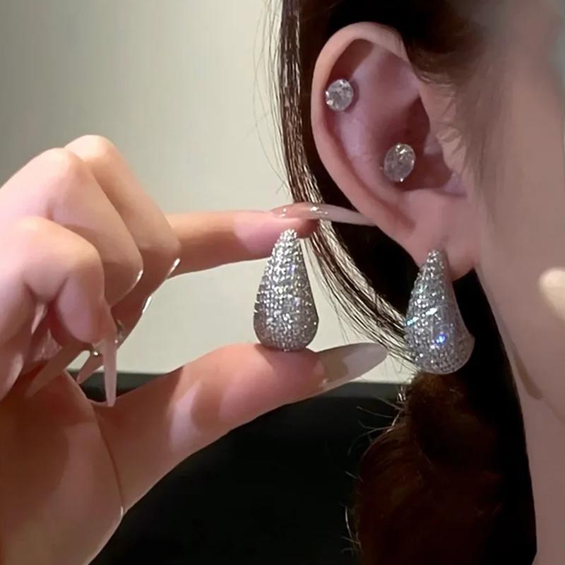 

Винтажные массивные куполообразные серьги с золотым покрытием для женщин, глянцевая нержавеющая сталь, толстые серьги-капли с инкрустацией цирконом