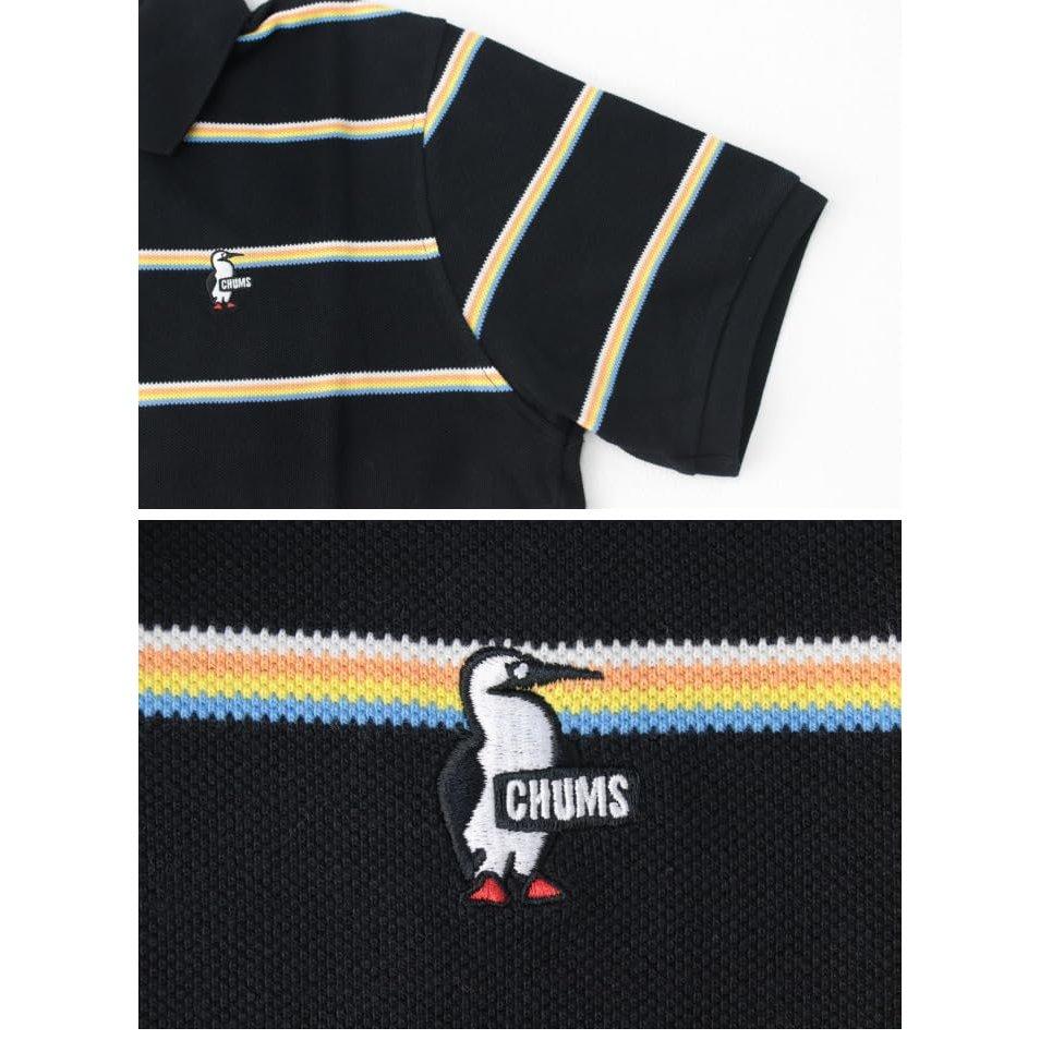 Chums Booby Border Polo Shirt Playful Striped Short Sleeve Tops Casual Unisex 2025 Spring Summer