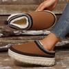 Fashion Chunky Platform Fluffy Slippers for Women Thick Bottom Non Slip Sports Plush Slippers Woman Winter Fashion Striped Cotton Shoes