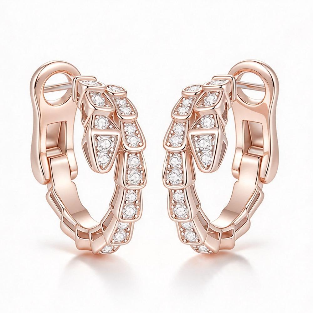 925 Sterling Silver Snake Design Hoop Moissanite Earrings D VVS1 Fine Jewelry For Women Party Daily Gift