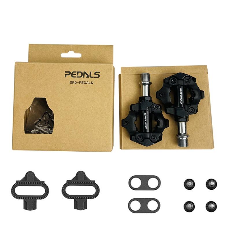 Mountain Bike Pedals with Cleats Self-Locking Pedals Clipless SPD System DU+Bearings Pedals with Locking Plate