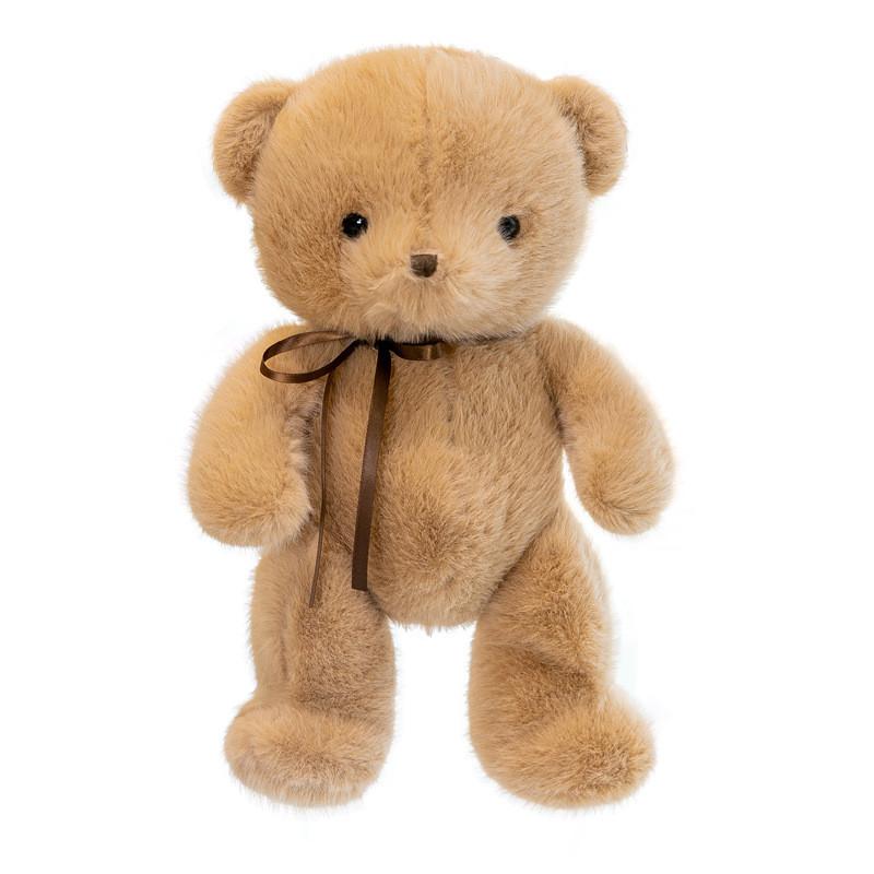 Tied Ribbon Teddy Bear Plush Toy Blue Brown Stuffed Animal Girls Birthday Gift