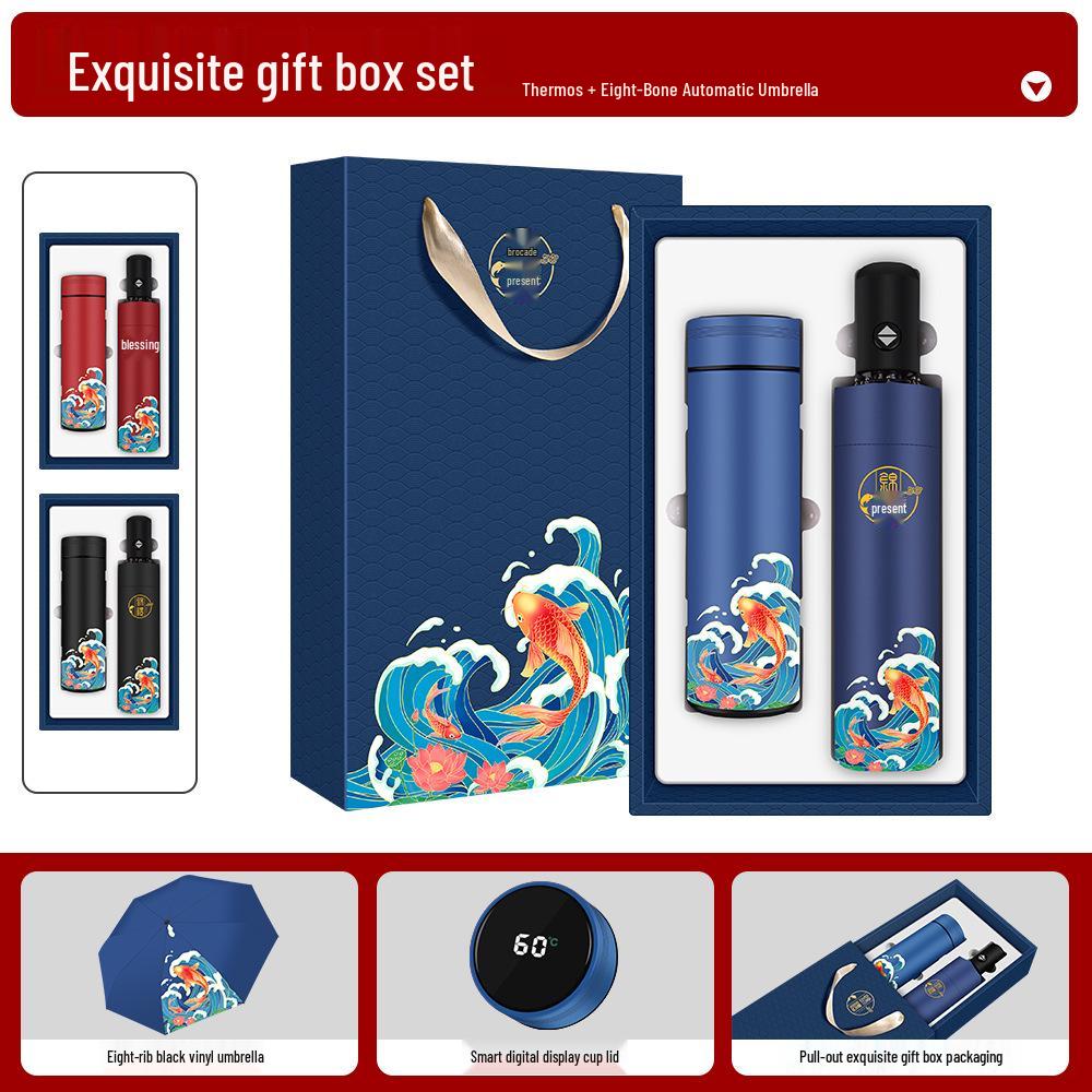 High-End Dragon Boat Festival Thermos Gift Set - Luxurious Business Souvenir for Anniversaries and Events