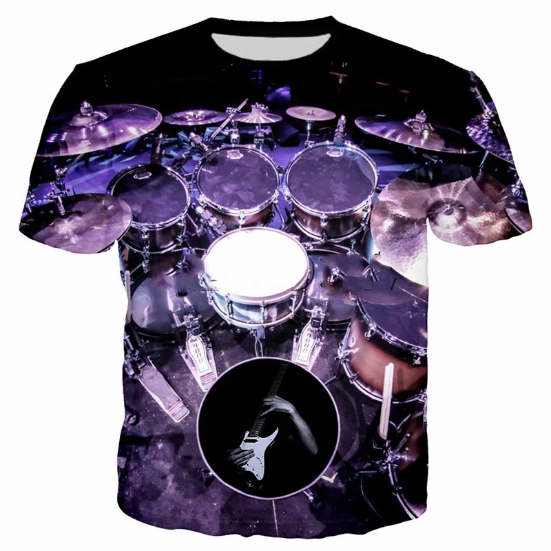 

Electronic Drum Musical 3D Print Instrument Rock Music Style Hip-Hop Tops Casual Harajuku Short Sleeve Funny T Shirt XXS