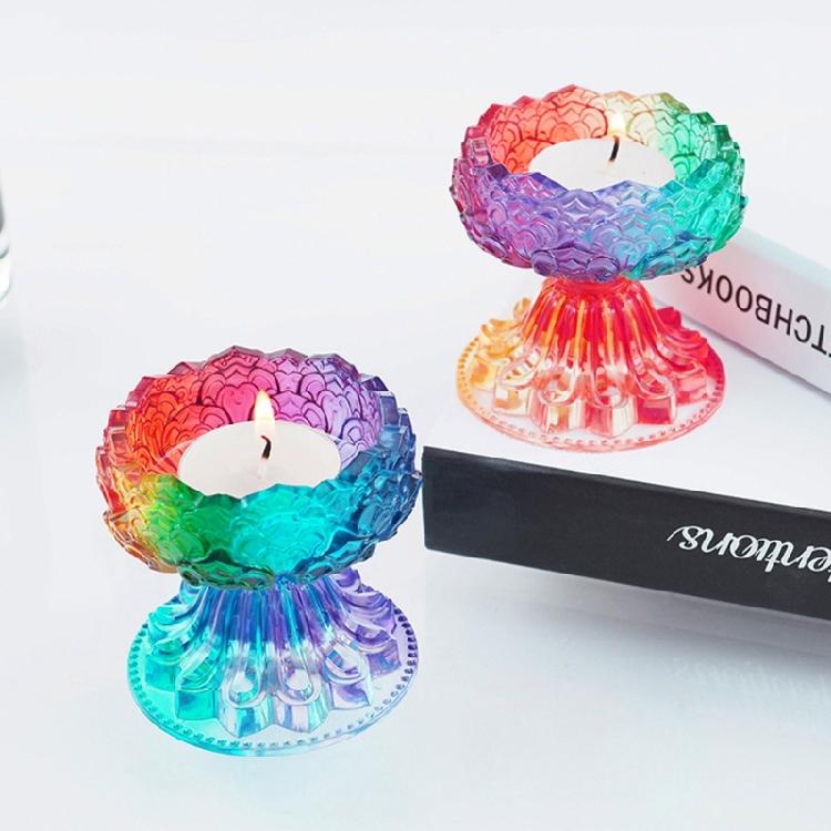 Crystal Lotus Flower Tealight Resin Mould Lotus Candlestick Epoxy Casting Mould