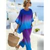 One wholesale, European and American style suit, summer loose round neck bat sleeve top, casual wide-leg pants two-piece set