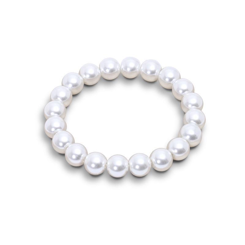 

Шикарный многослойный браслет из стеклянных бусин с имитацией жемчуга и эластичным шнуром 10mm, single strip белый
