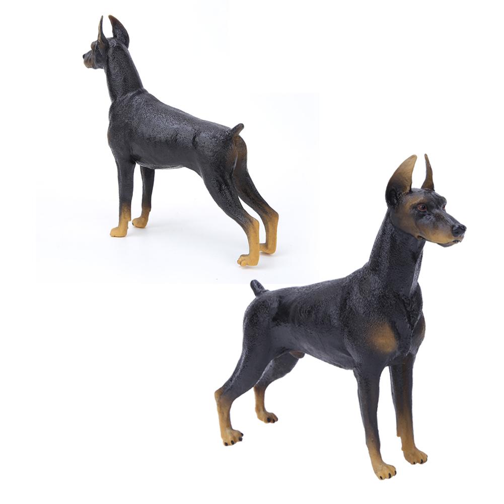 Simulation Animal Model Children Early Education Dog Statue Toy Black Doberman