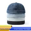 Men's Retro Washed Denim Newsboy Cap: Street Cool Distressed Hat with Rolled Brim
