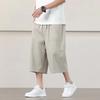 Summer Chinese Style Men Soild Color Calf Lenght Pants Men Breathable Lightweight Trousers Man Loose Daily Casual Striped Bottom