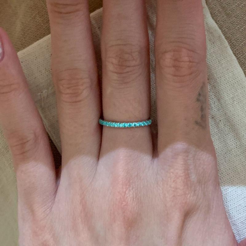 New In Stacking Style Paraiba Blue Small Row Diamond Fine Rings for Women Light Luxury High-end Ring Suitable for Daily Jewelry