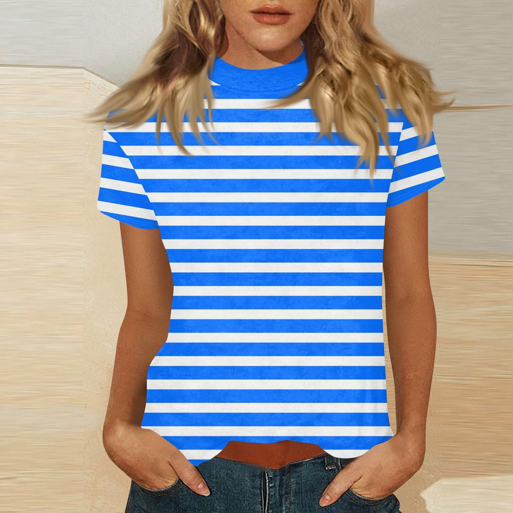 Damen Mock-Neck Kurzarm Print-Top