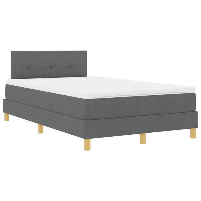 VidaXL Lit avec Sommier et Matelas Gris Foncé 120x200 cm Tissu 3338910