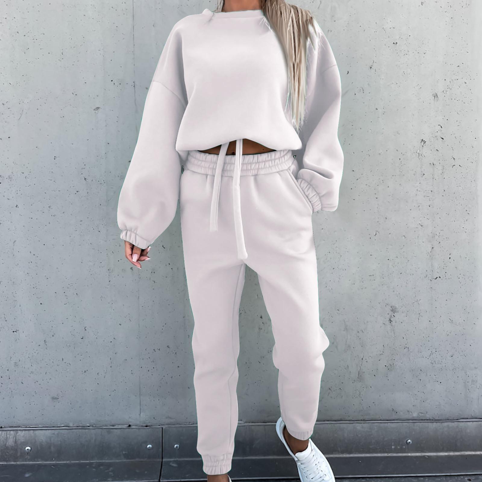 

Women s Casual Sports Suit And Winter Fashion Loose Long-Sleeved Sweater Two-Piece S бежевий