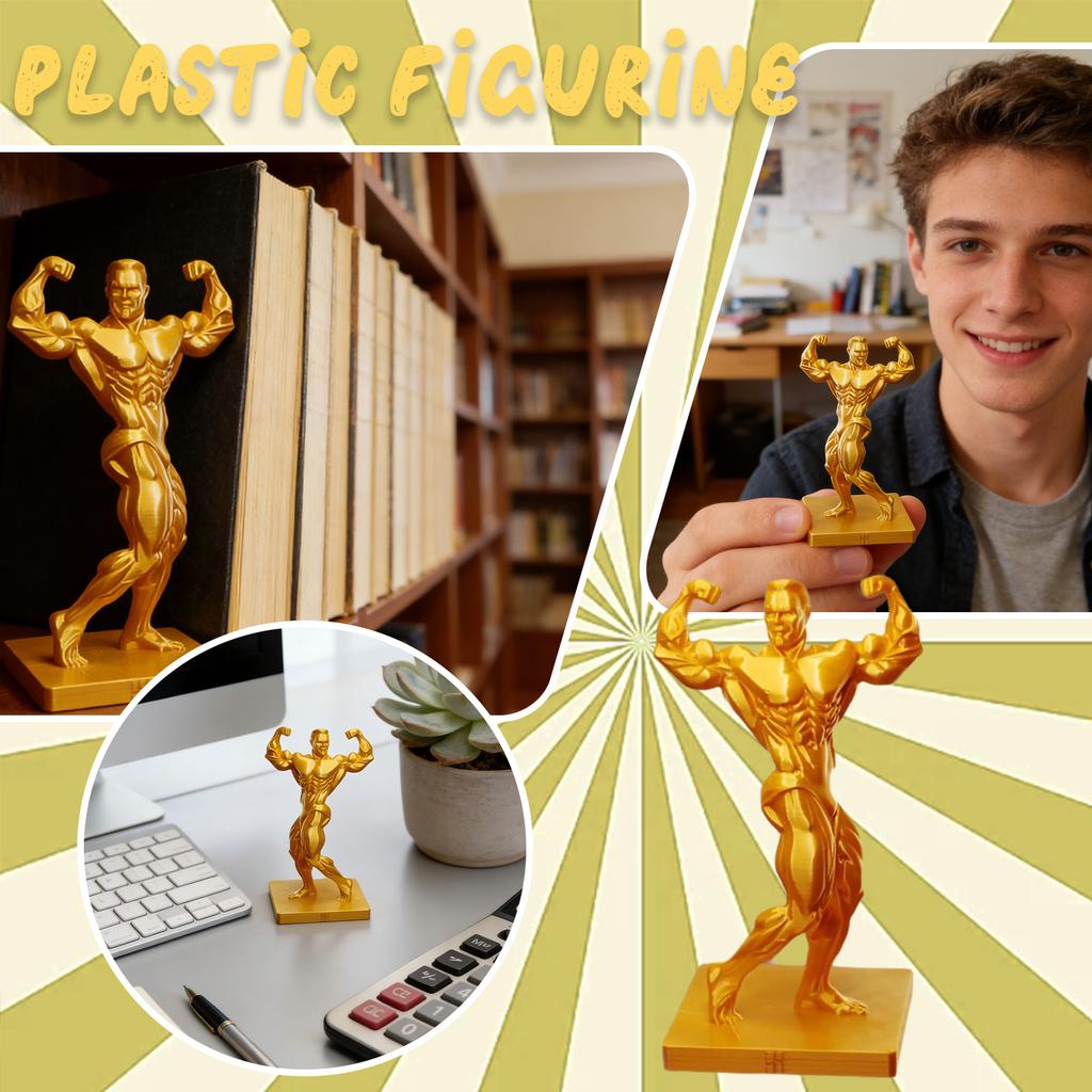 Bodybuilder Figurine 3D Printed Desktop Ornament, Bodybuilding Competition Trophy.