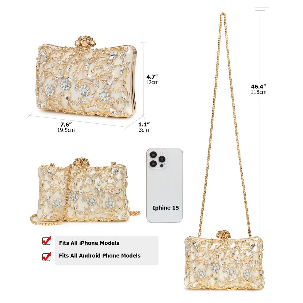 Evening Bag Clutch Purses For Women Rhinestones Purse Sparkling Party Shoulder Handbag Wedding Bag With Chain